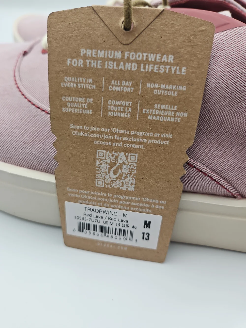 OluKai Red Low-Top Canvas Sneakers